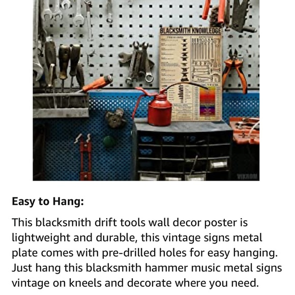 Man Cave Faux Vintage Metal Sign 8’x12 blacksmith tools for workshop/game room - Picture 8 of 11